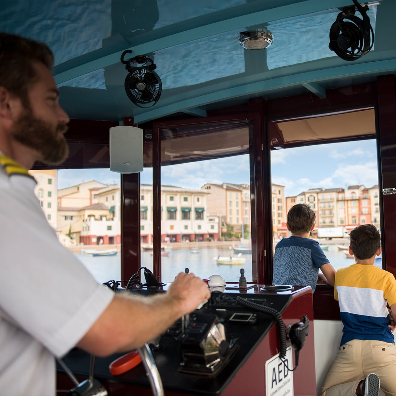 A couple of kids on the water taxi