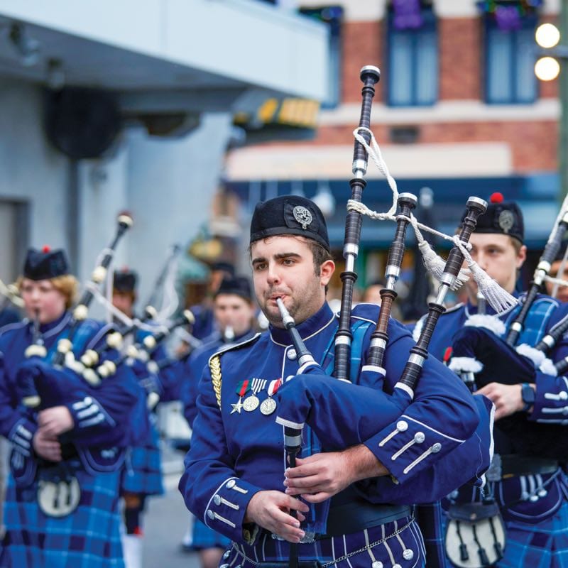 Youth STARS program holiday parade bag pipes