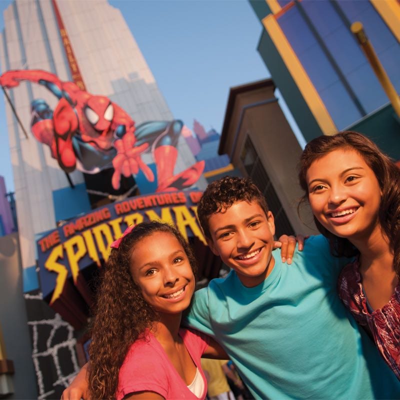 Youth near the Amazing Adventures of Spiderman