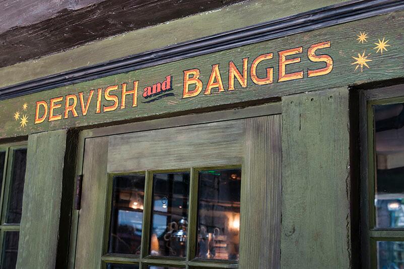 Dervish and Banges is a shop in the Hogsmeade area of Universal Orlando where you can find Quidditch supplies and gifts. Dervish and Banges at Universal Studios Orlando, where you can buy Harry Potter brooms, Hogwarts themed gifts and more.