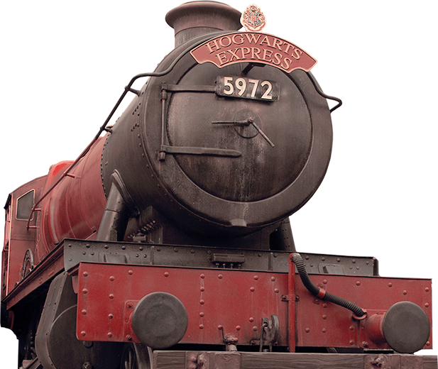 Experience a ride on this iconic train as you travel between King's Cross Station in Universal Studios Florida and Hogsmeade Station in Universal’s Islands of Adventure. The front view of the Hogwarts Express train inspired by the Harry Potter books and films.