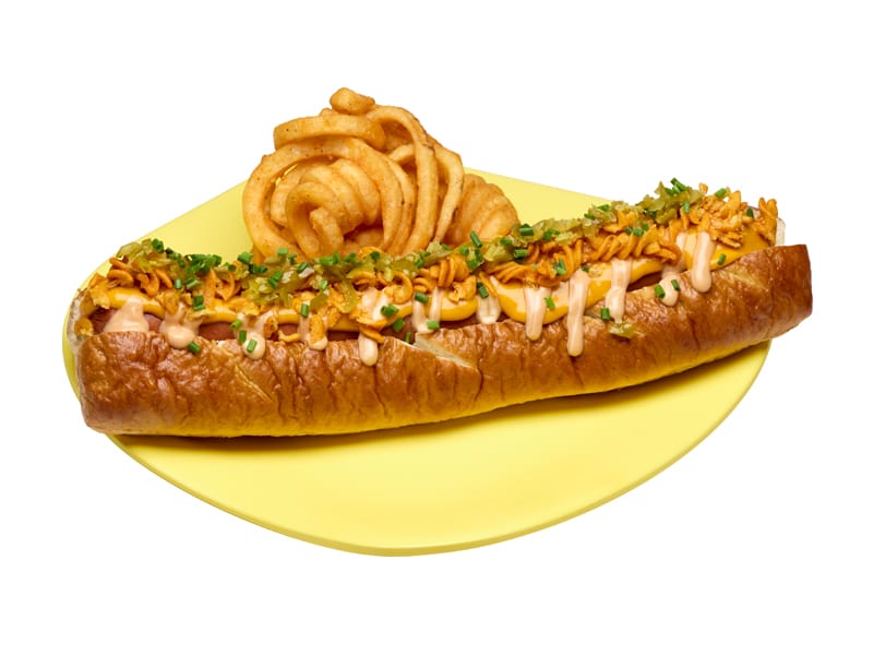 Cheesy Crunch Pretzel Dog