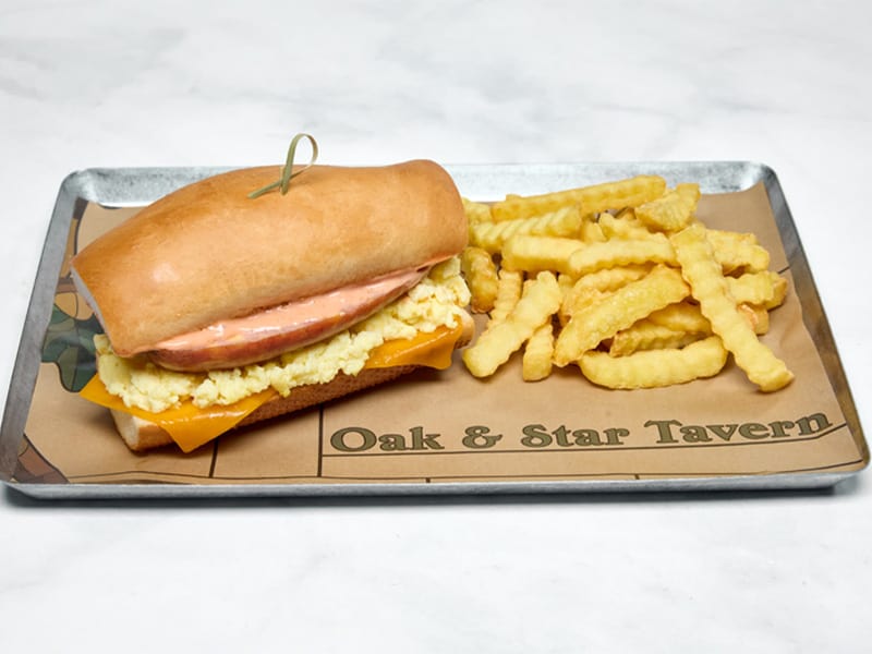Oak and Star Sausage, Egg and Cheese Sandwich