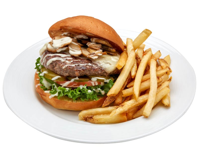 Mushroom Swiss Truffle Burger Platter