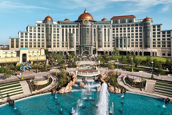 Shot of Universal Helios Grand Hotel, a Loews Hotel from Universal Epic Universe