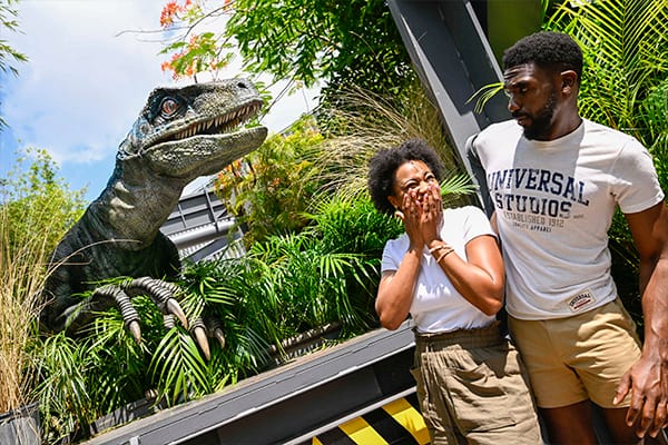 Couple at Universal Islands of Adventure's Raptor Encounter