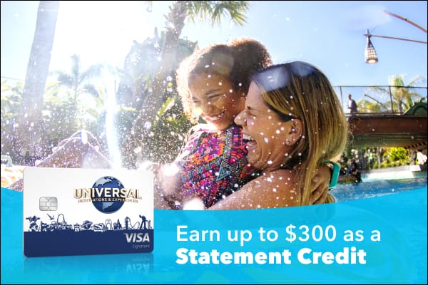 Mother and daughter playing in water at Universal Volcano Bay. Earn up to $300 as a statement credit