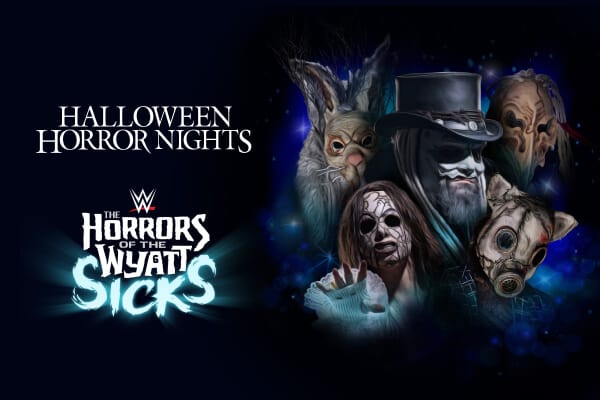 A collage of The Wyatt Sicks alongside the Halloween Horror Nights logo and The Horror of The Wyatt Sicks logo.