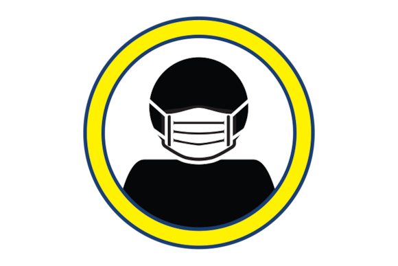 Face coverings that are not secured with ear loops or secured around your head Illustration of a face mask.