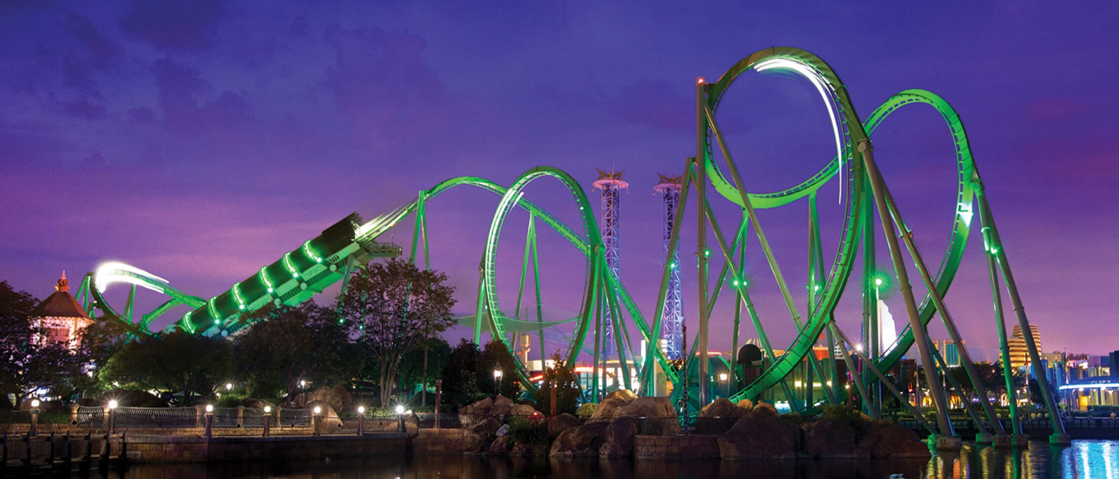 The Incredible Hulk at Islands of Adventure theme park in Orlando, Florida.  best rollercoaster for families and adventure seekers