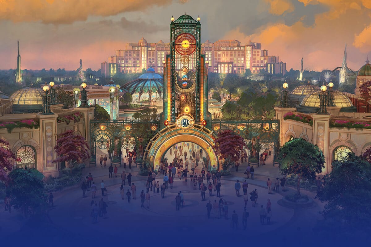 Artist conceptual rendering – Guests enter the portal to Celestial Park, the Heart of Universal Epic Universe.