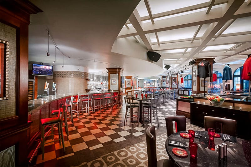Dining Reservations At Universal Orlando Restaurants The Bar Area Of Kitchen A Hard Rock Hotel Restaurant Features Checkered Tile