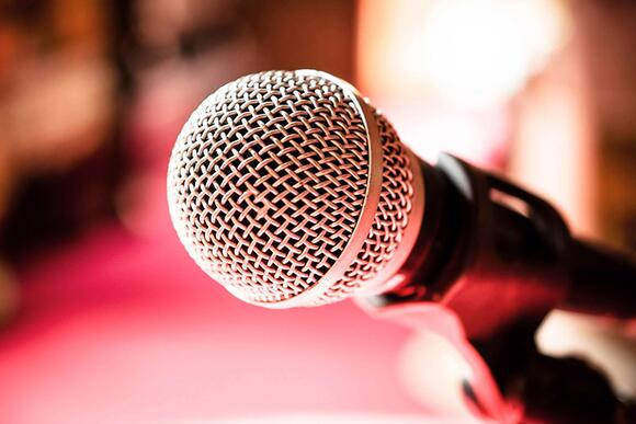 A black and silver microphone.