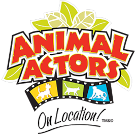 The logo for Animal Actors On Location, a live show at Universal Studios Orlando.