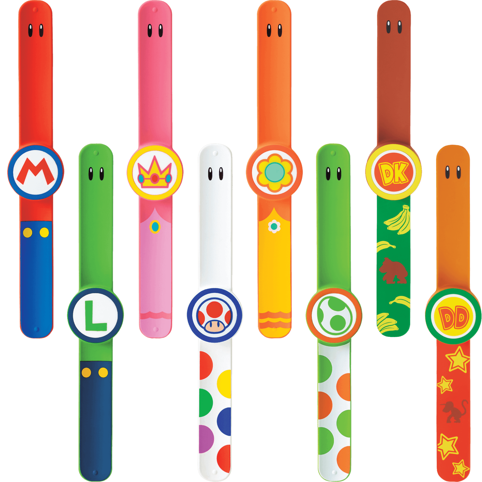 Varios tipos de bandas potenciadoras de SUPER NINTENDO WORLD.