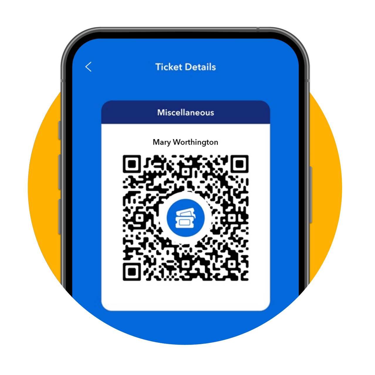 Un teléfono inteligente que muestra un código QR para un boleto móvil dentro de la aplicación de Universal Orlando Resort.